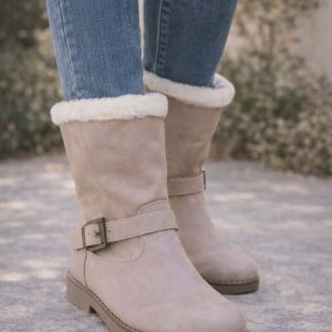 bottines beiges fourrées