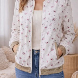 bomber blanc imprimé fleuri