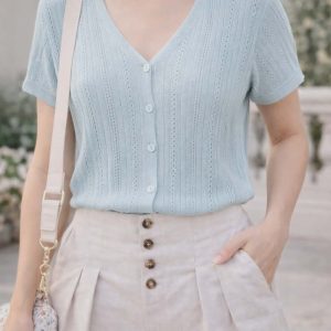 gilet manches courtes vert d'eau