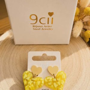 Boucles d'oreilles cœur jaunes
