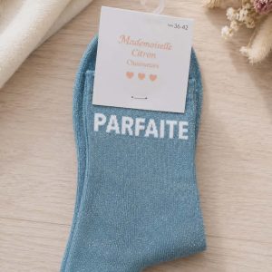 chaussettes à paillettes bleu